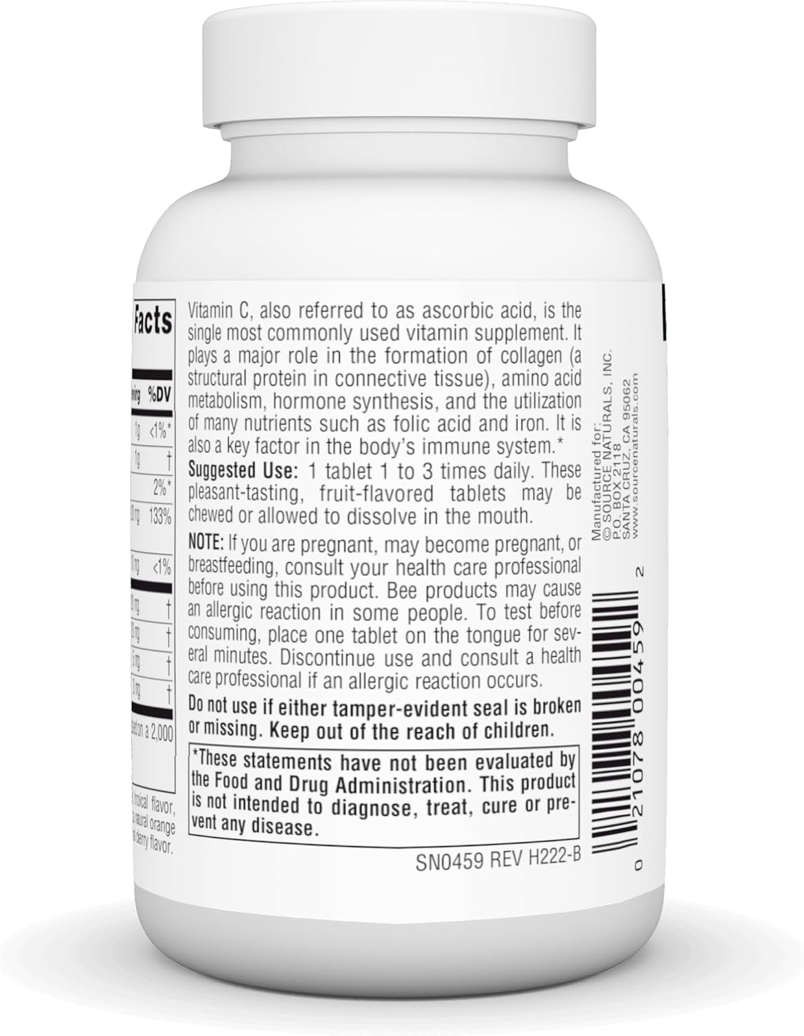 Source Naturals Chewable C, Acerola Cherry, Antioxidant Immune Health Support* – 120 mg – 100 Fruit Flavoured Tablets