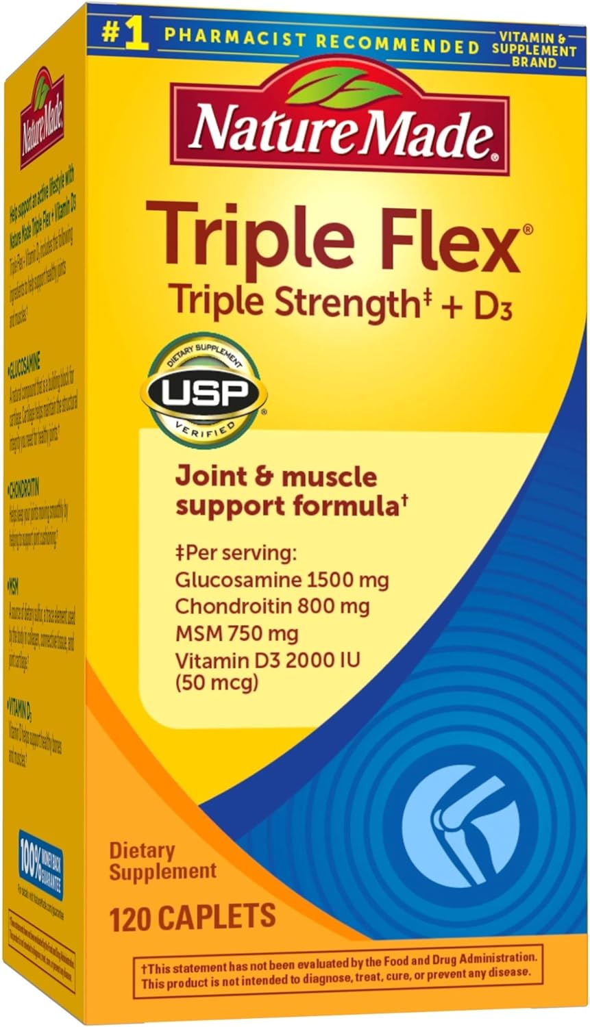 Nature Made TripleFlex Triple Strength Caplets with Vitamin D3, 120 Caplets