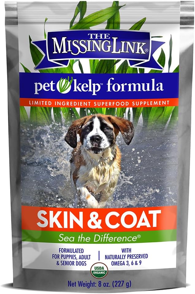 The Missing Link Pet Kelp Canine Skin & Coat 227 g (8 oz) Superfood Powdered Supplement, Organic & Limited Ingredient Formula for Dogs