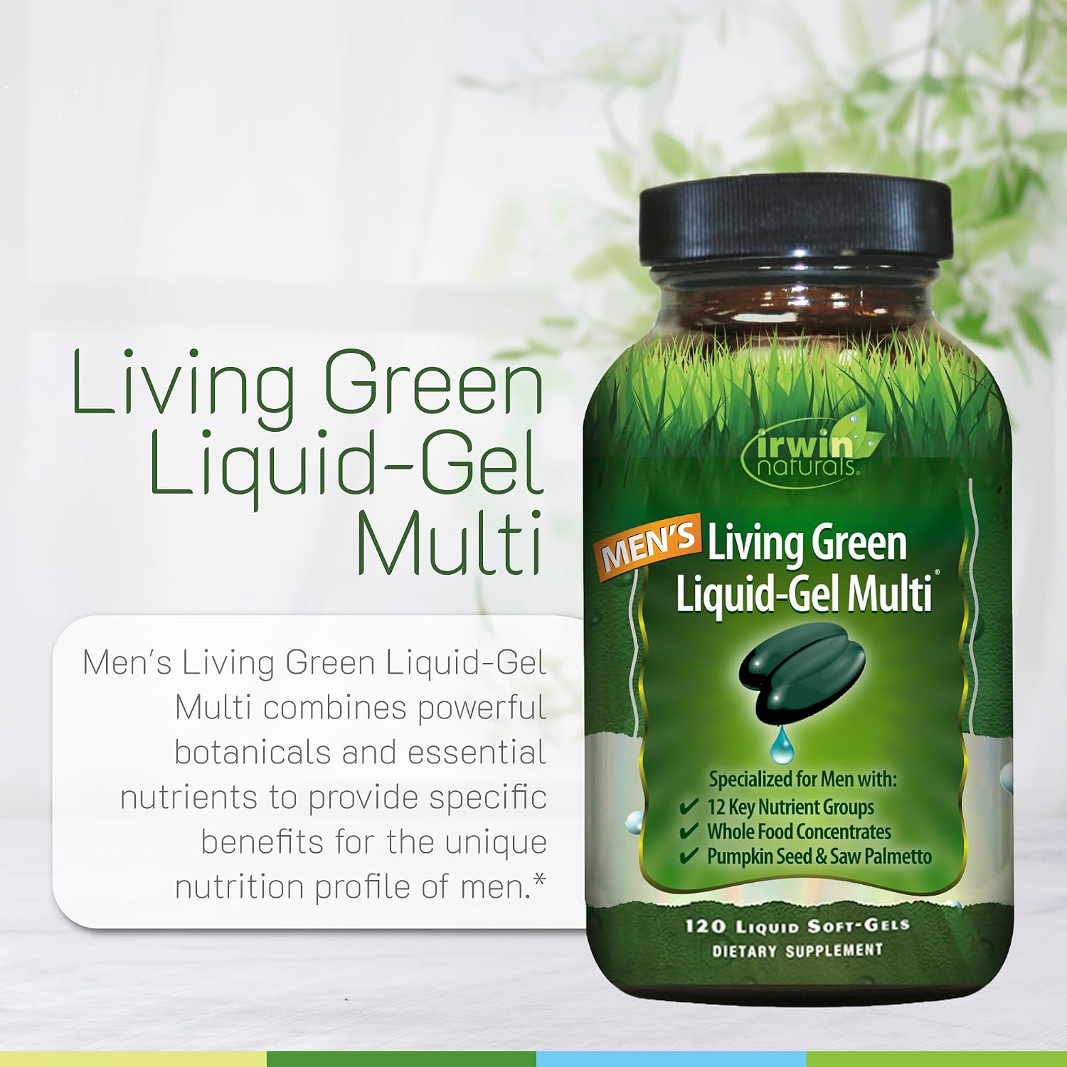 Irwin Naturals Men's Living Green Daily Multivitamin – 90 Liquid Soft-Gels