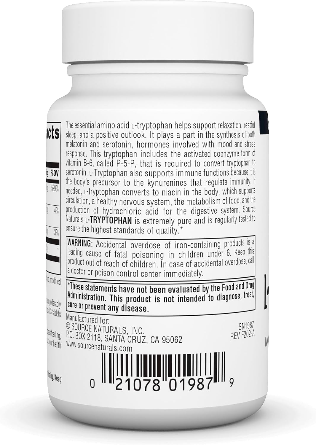 Source Naturals L-Tryptophan with Coenzyme B-6, 500 mg, 60 Tablets