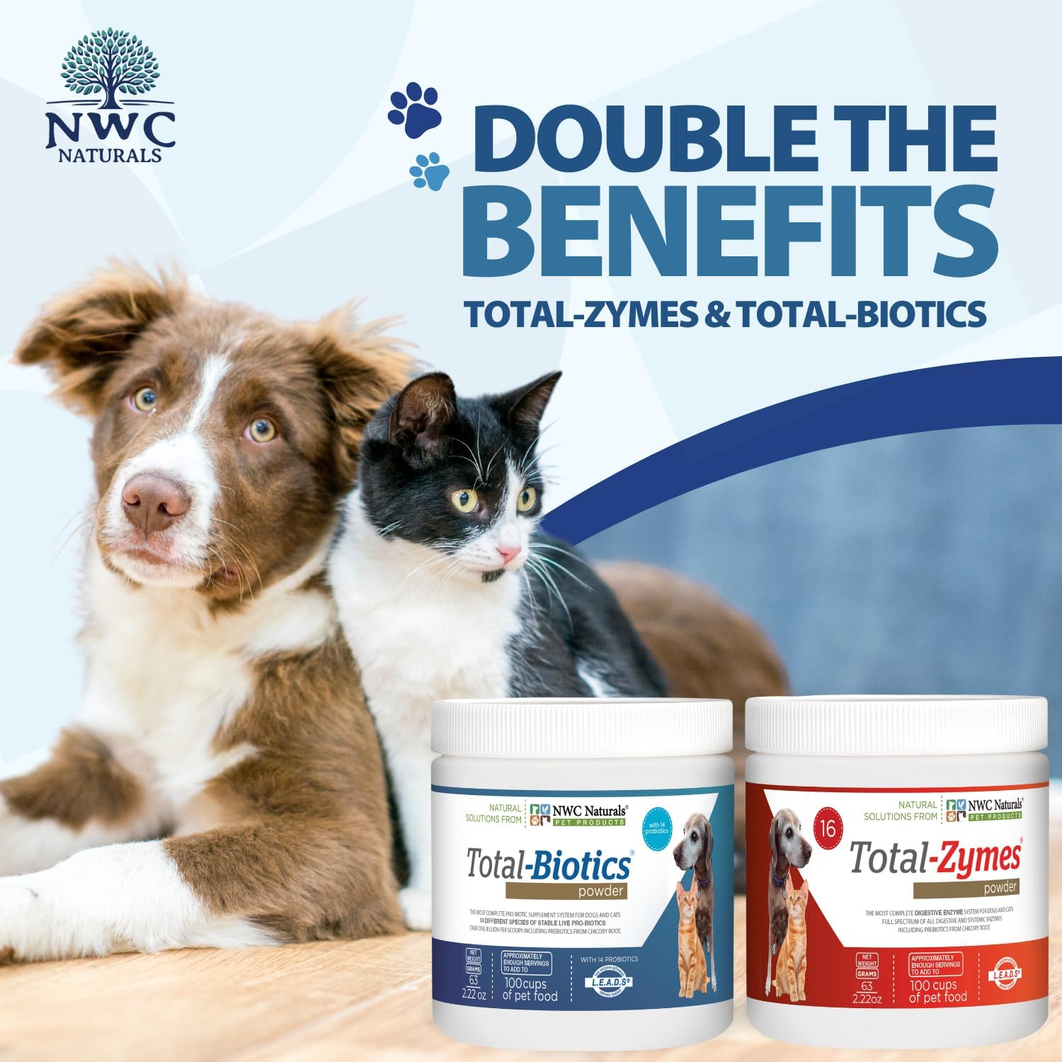 Mini Twin Pack Probiotics for Dogs and Cats – Digestive Enzymes & Probiotic Powder by NWC Naturals