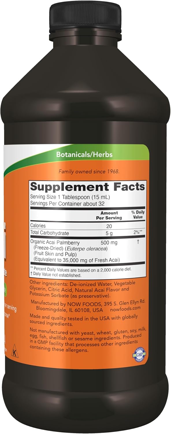 NOW Foods Acai Liquid – Super Fruit Concentrate, 473 mL