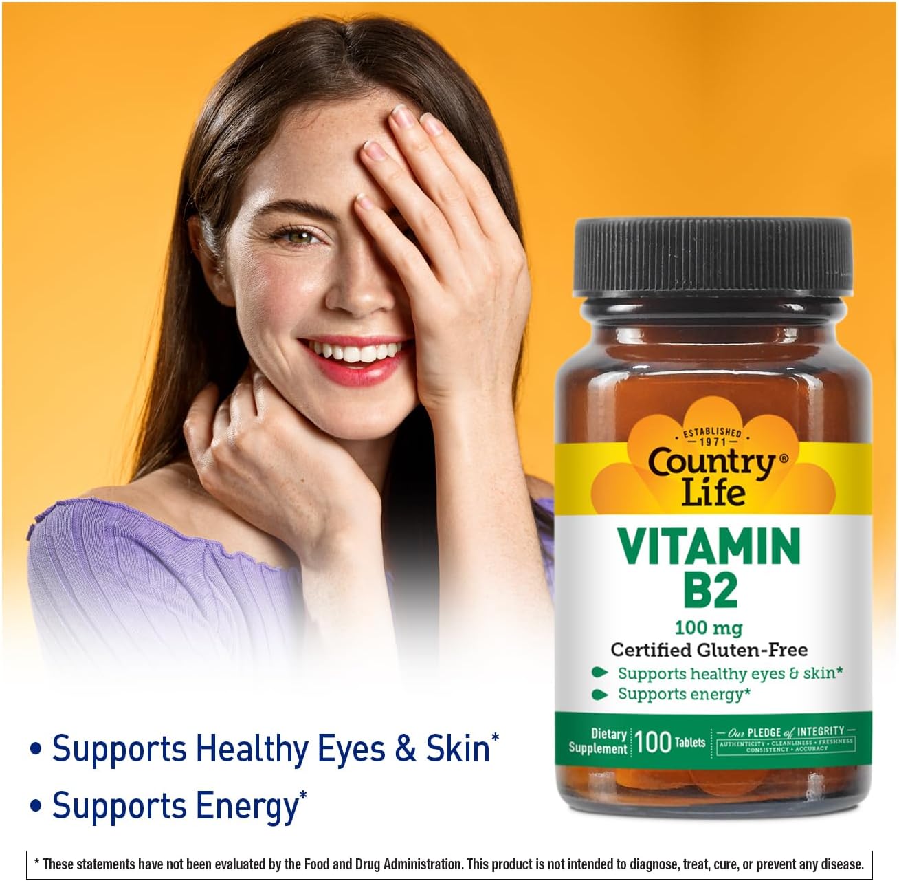 Country Life Vitamin B2 100 mg Riboflavin Supplement