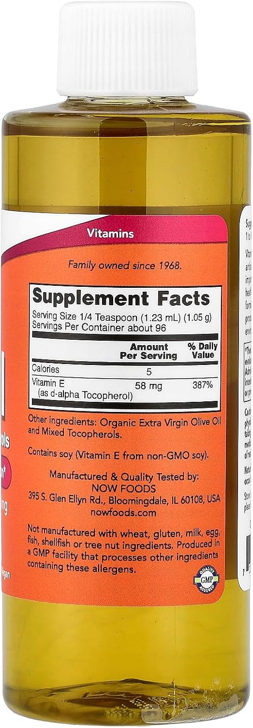 NOW Foods Vitamin E Liquid - 80% Mixed Tocopherols - 118 ml