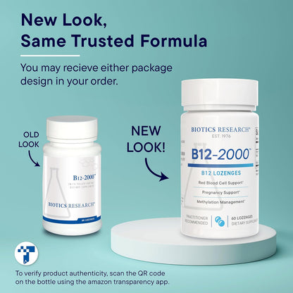 Biotics Research B12-2000 Vitamin B12 2000 mcg, B6, Folate Sublingual Lozenges - Berry Flavour, 60 Count
