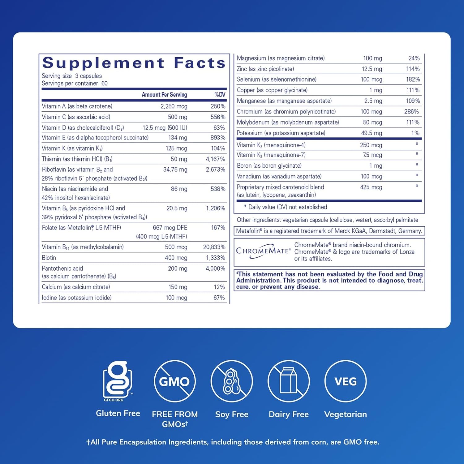 Pure Encapsulations Nutrient 950 with Vitamin K - Multivitamin and Mineral Supplement - 180 Capsules