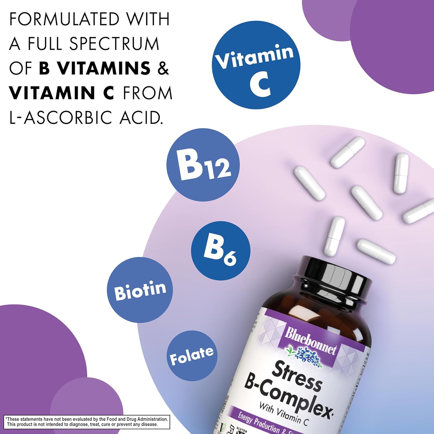 BlueBonnet Stress Vitamin B Complex - 50 Vegetable Capsules