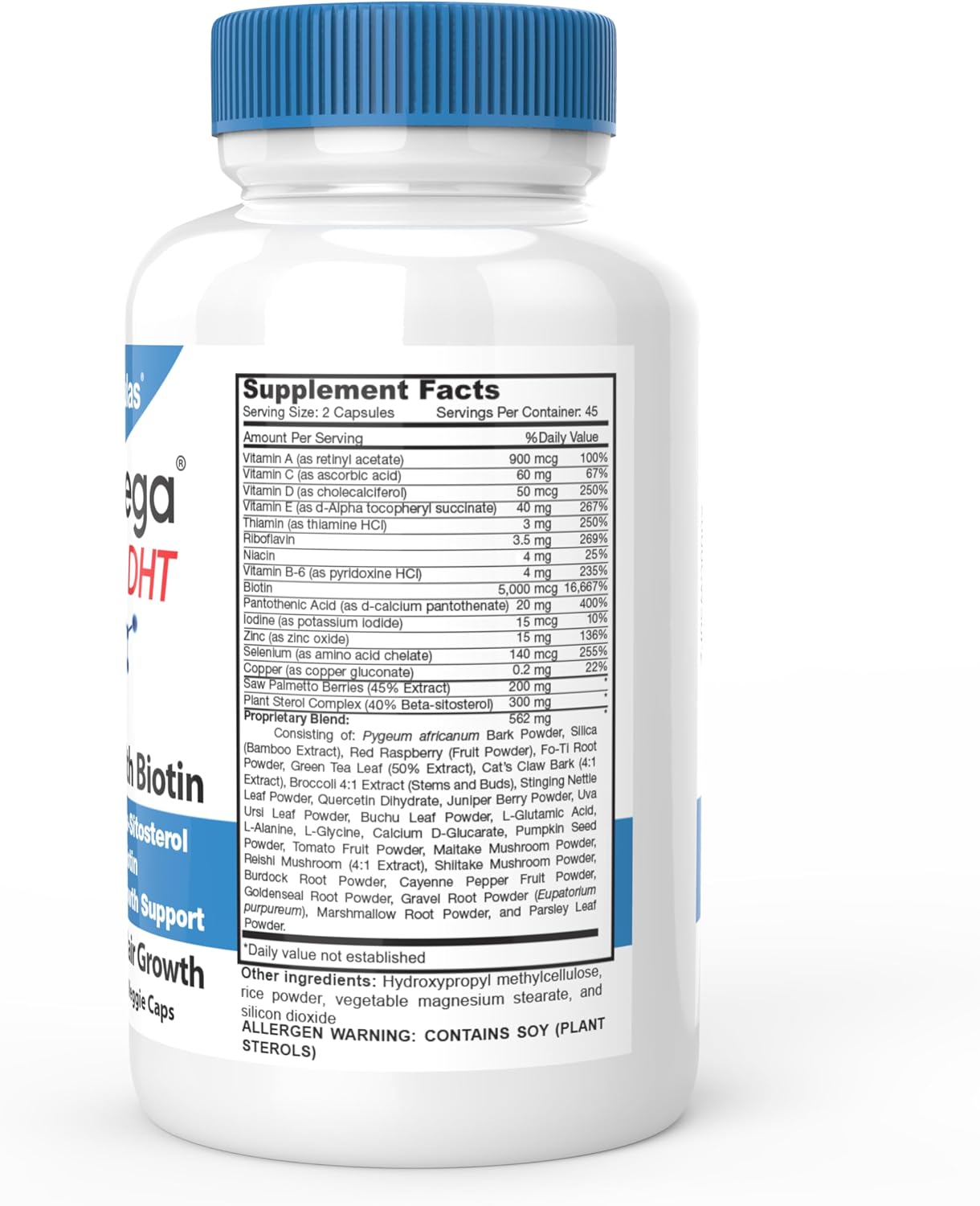 DrFormulas HairOmega DHT Blocker - Hair Growth Supplement with Biotin 5000 mcg (45-Day Supply)