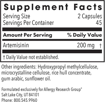 ARG Artemisinin – 200 mg Sweet Wormwood Extract – Immune & Digestive Support – 90 Capsules