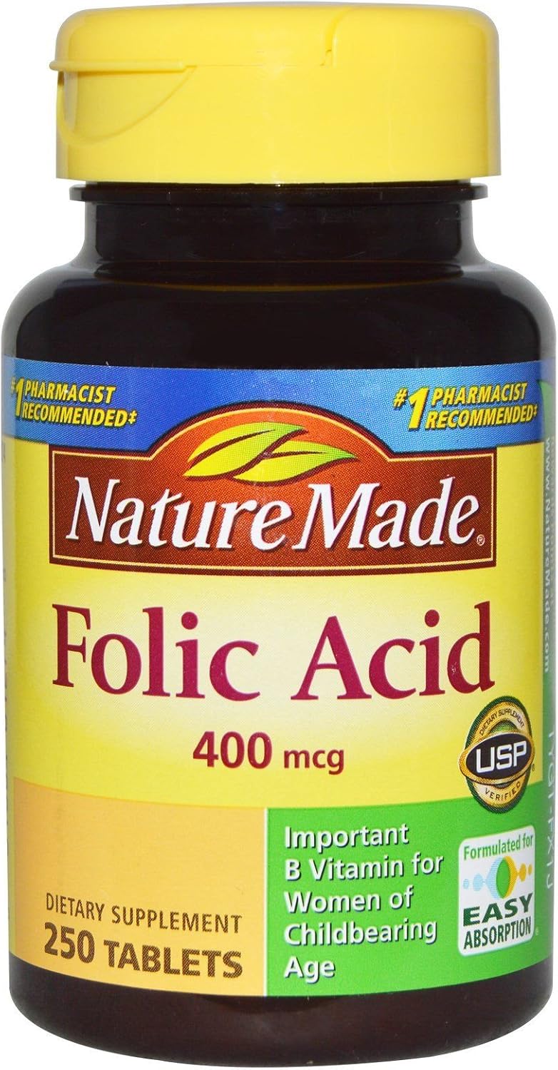 Nature Made Folic Acid 400 mcg, 250 Tablets (4-Pack)