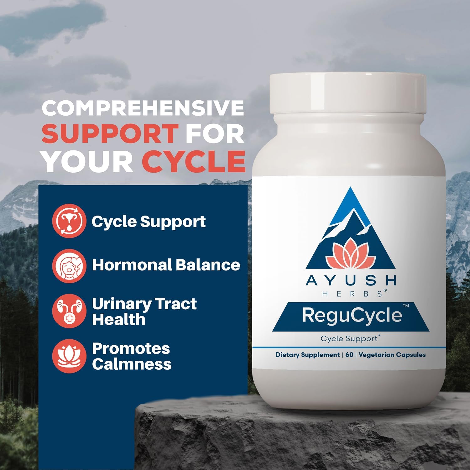 Ayush Herbs Regu-Cycle - Hormone Balance for Women, 60 Capsules