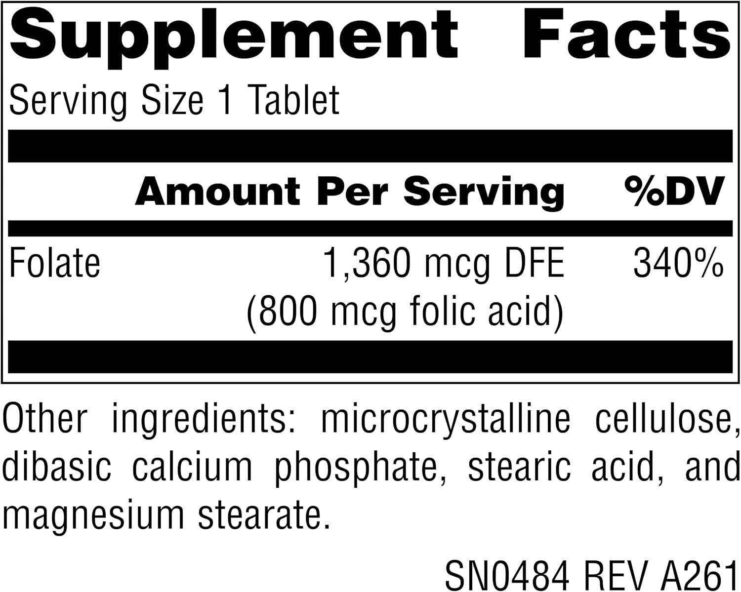 Source Naturals Folic Acid 800 mcg Dietary Supplement - 500 Tablets