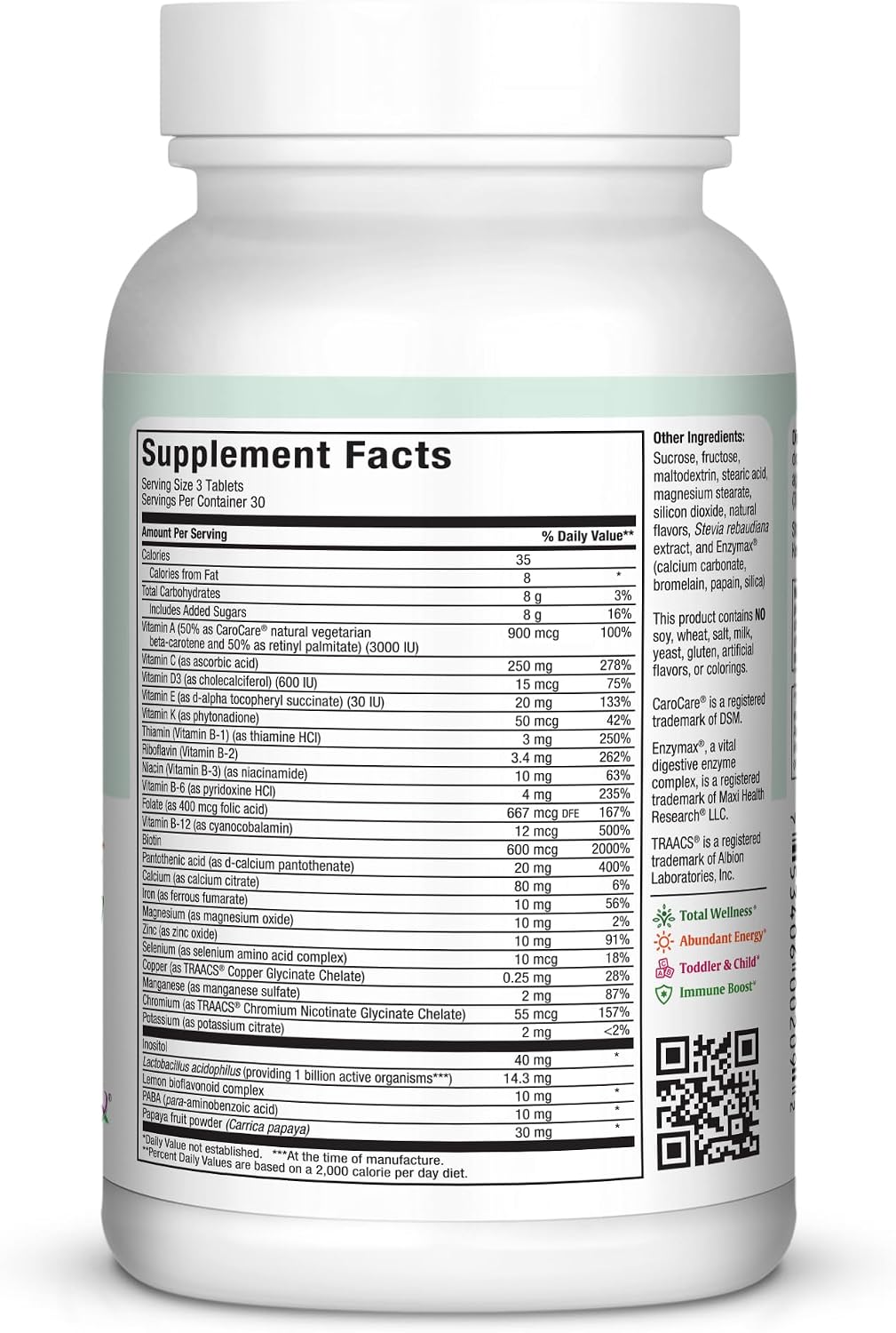 Maxi Health Chewable Multivitamin with Iron - Cherry Flavoured - 90 Tablets