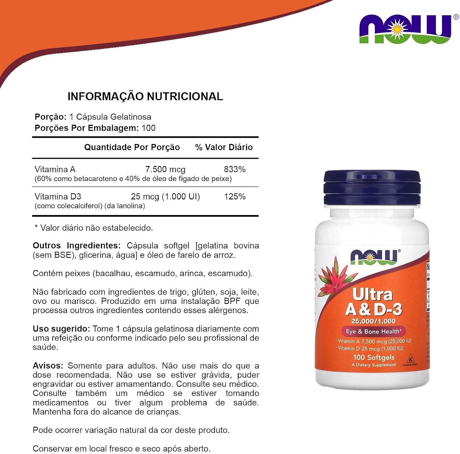 NOW Foods Ultra A & D 25000/1000 100 Softgels