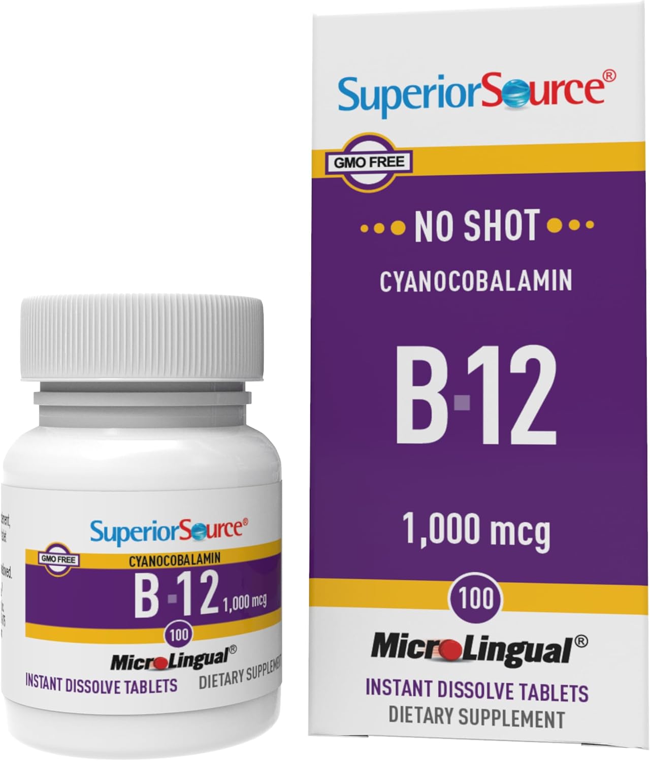 Superior Source No Shot Vitamin B12 1000 mcg – Sublingual Tablets, 100 Count