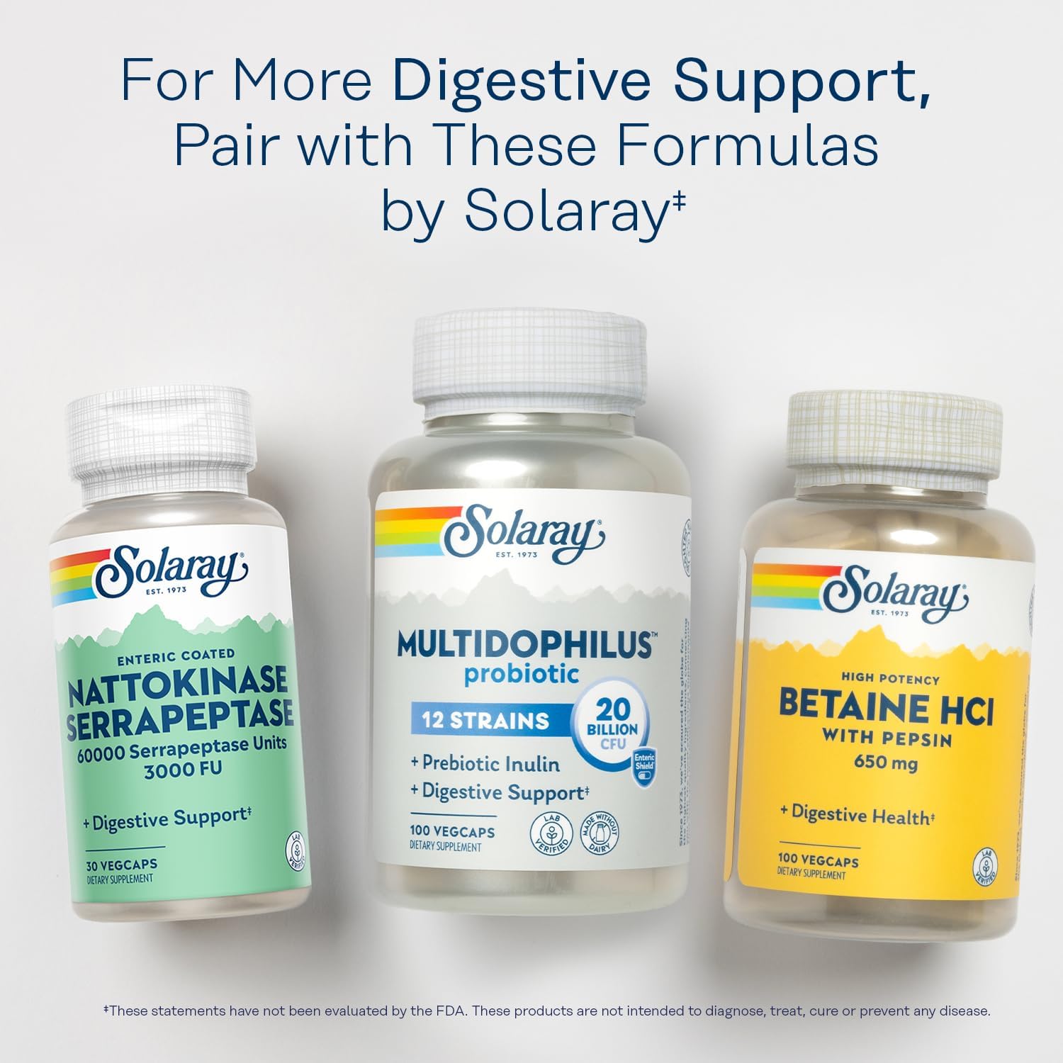 SOLARAY Nattokinase Serrapeptase Supplement - Enteric Coated - 3000 FU Nattokinase - Cardiovascular and Sinus Support - 30 VegCaps