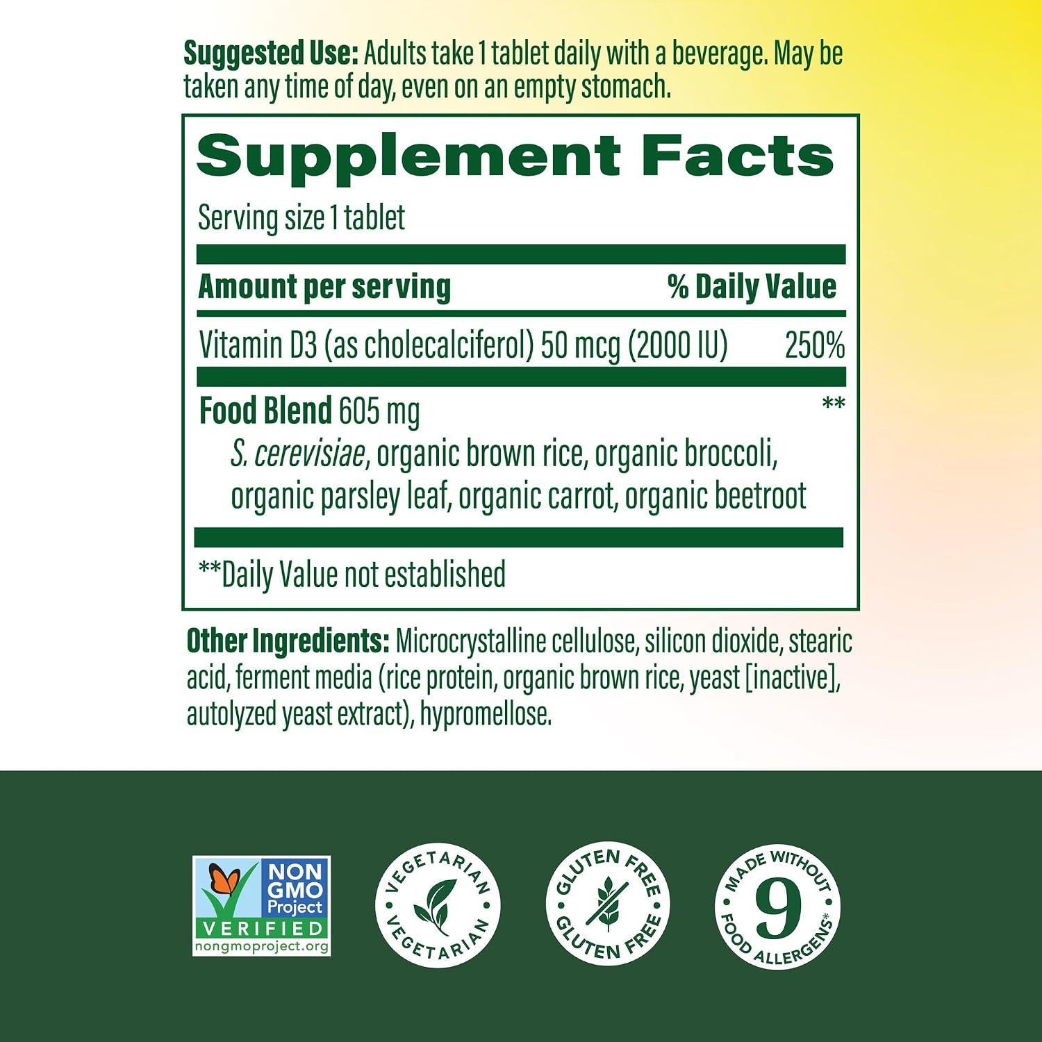 MegaFood Vitamin D3 2000 IU - 90 Tablets