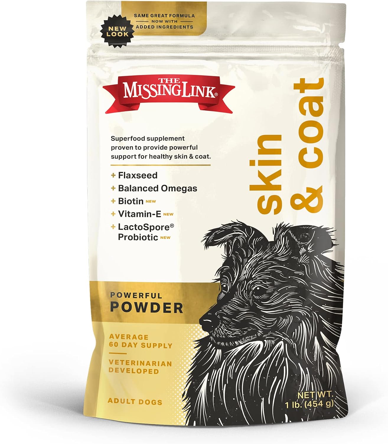 The Missing Link Skin & Coat + Probiotics Supplement for Dogs, 454 g