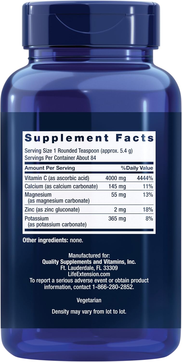 Life Extension Buffered Vitamin C Powder – Gentle on the Stomach, with Minerals