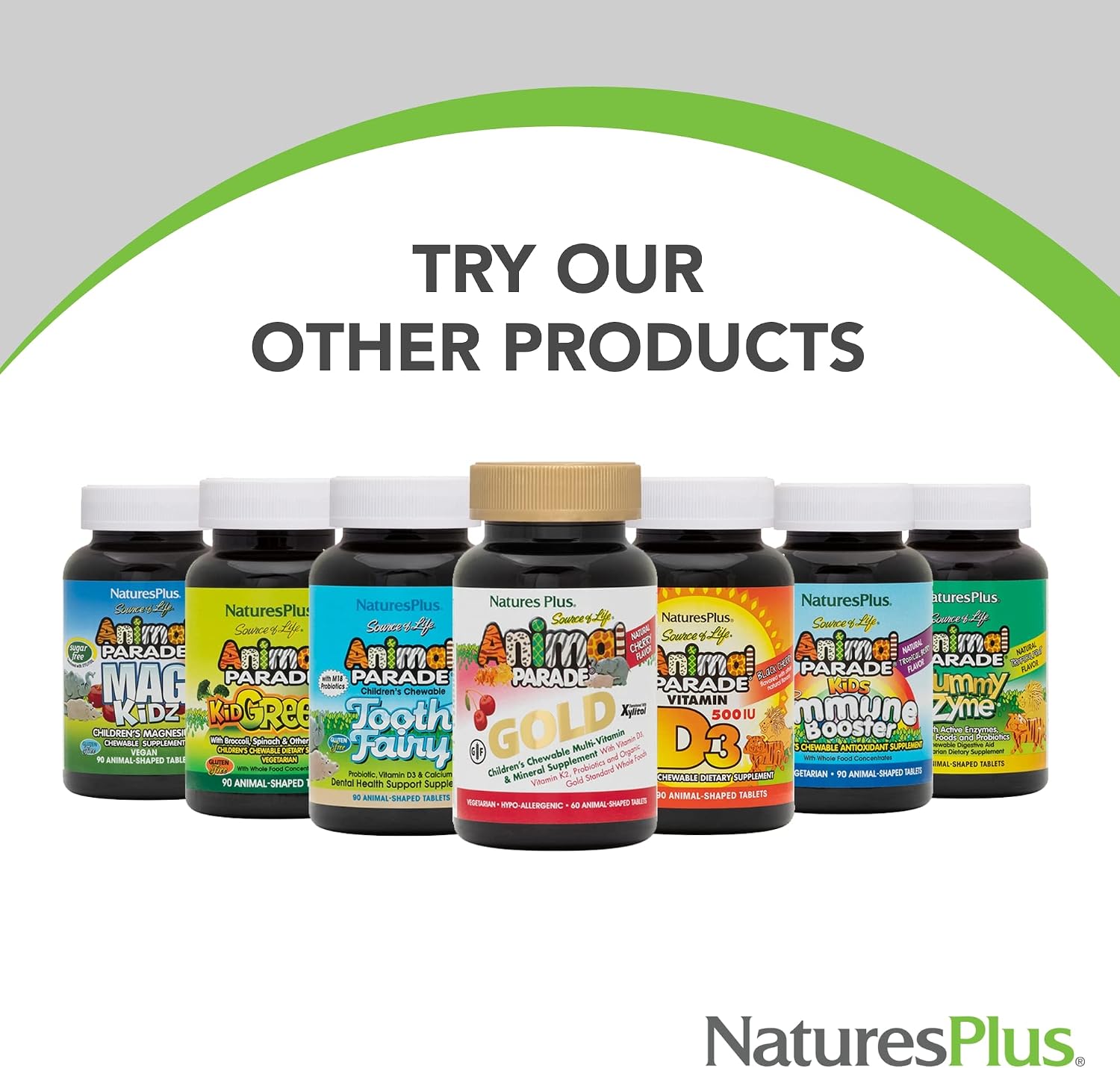 NaturesPlus Animal Parade Gold Children's Liquid Multivitamin – Natural Tropical Berry Flavour – 473 mL