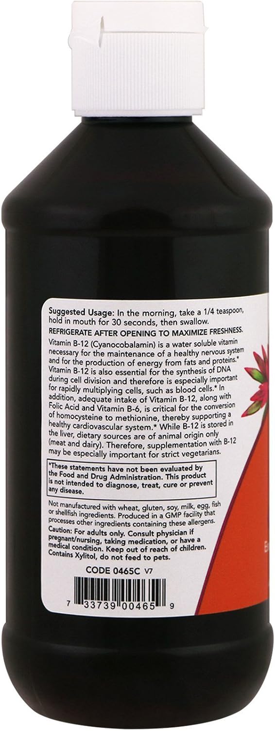 NOW Foods Vitamin B-12 Liquid, 8 oz (237 ml) (Pack of 2)