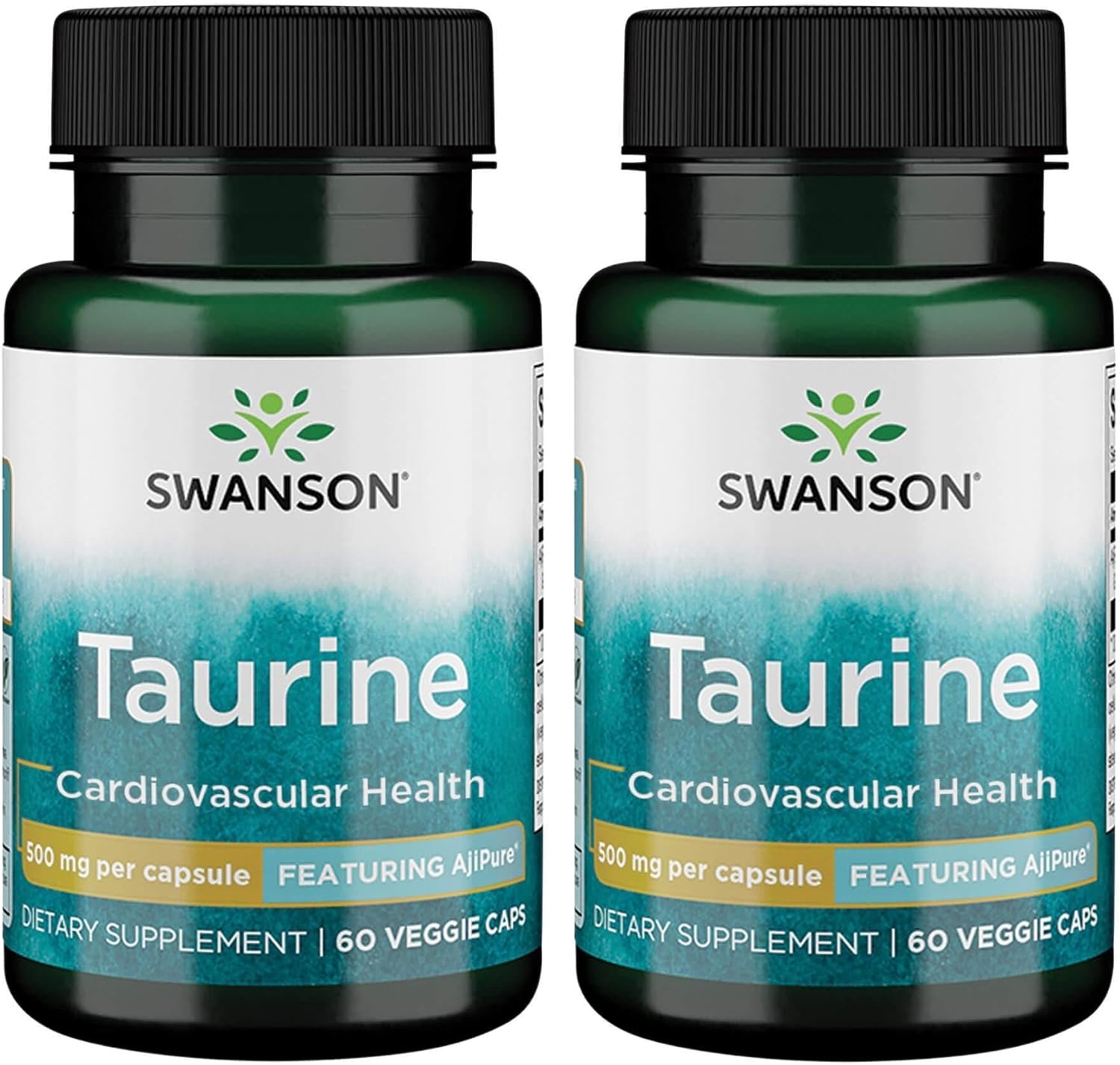 Swanson Ajipure Taurine 500 mg - 60 Vegetarian Capsules - Pharmaceutical Grade Amino Acid