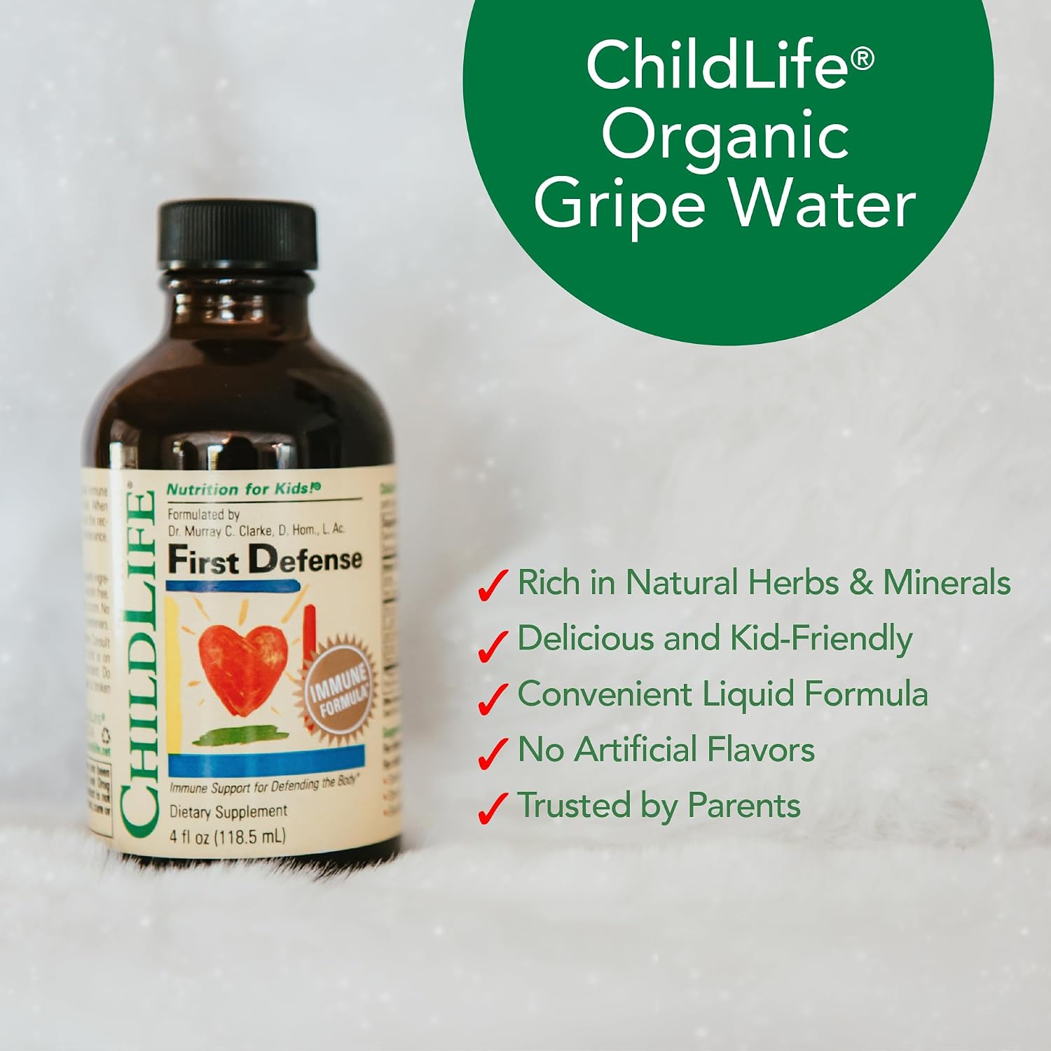 CHILDLIFE ESSENTIALS First Defense - Children's Immune Support Liquid with Elderberry & Zinc, 118 mL