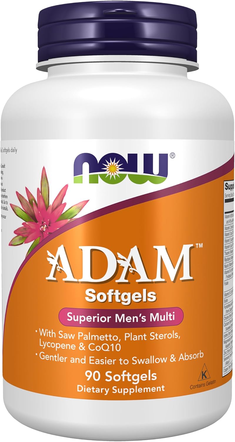 NOW Supplements, ADAM™ Men's Multivitamin with Saw Palmetto, Plant Sterols, Lycopene and CoQ10, 90 Softgels