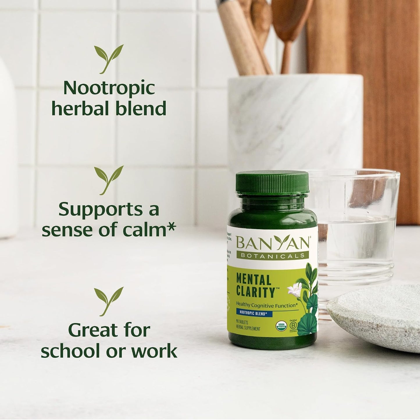 Banyan Botanicals Organic Mental Clarity – Herbal Support for Alertness & Focus – 90 Tablets - görsel 6