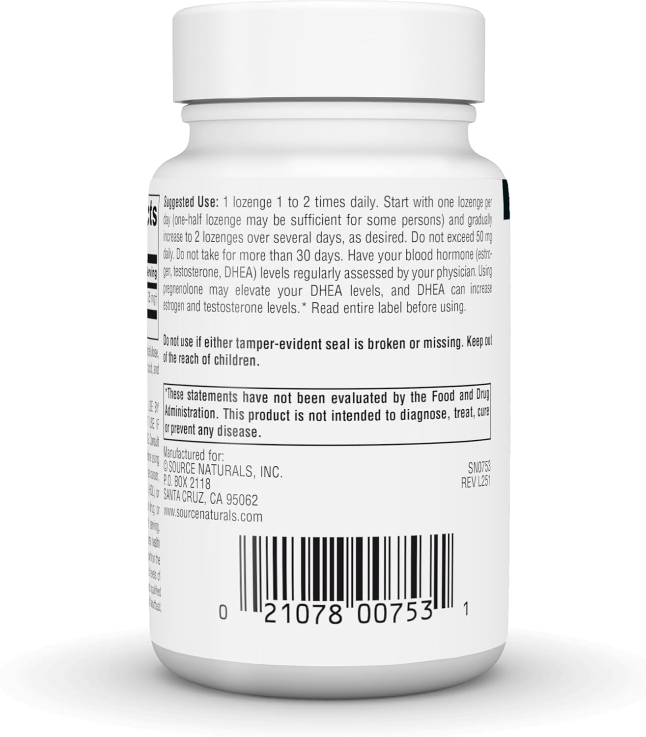 Source Naturals Pregnenolone 25 mg, 120 Cherry Lozenges