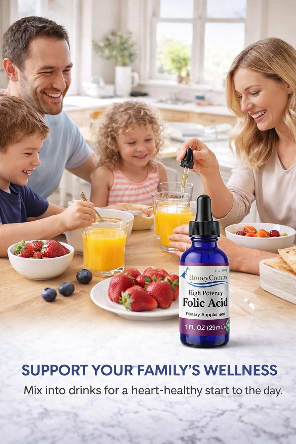 Vitamin B9 (Folic Acid) Liquid Drops – Alcohol-Free, Vegan, Gluten-Free