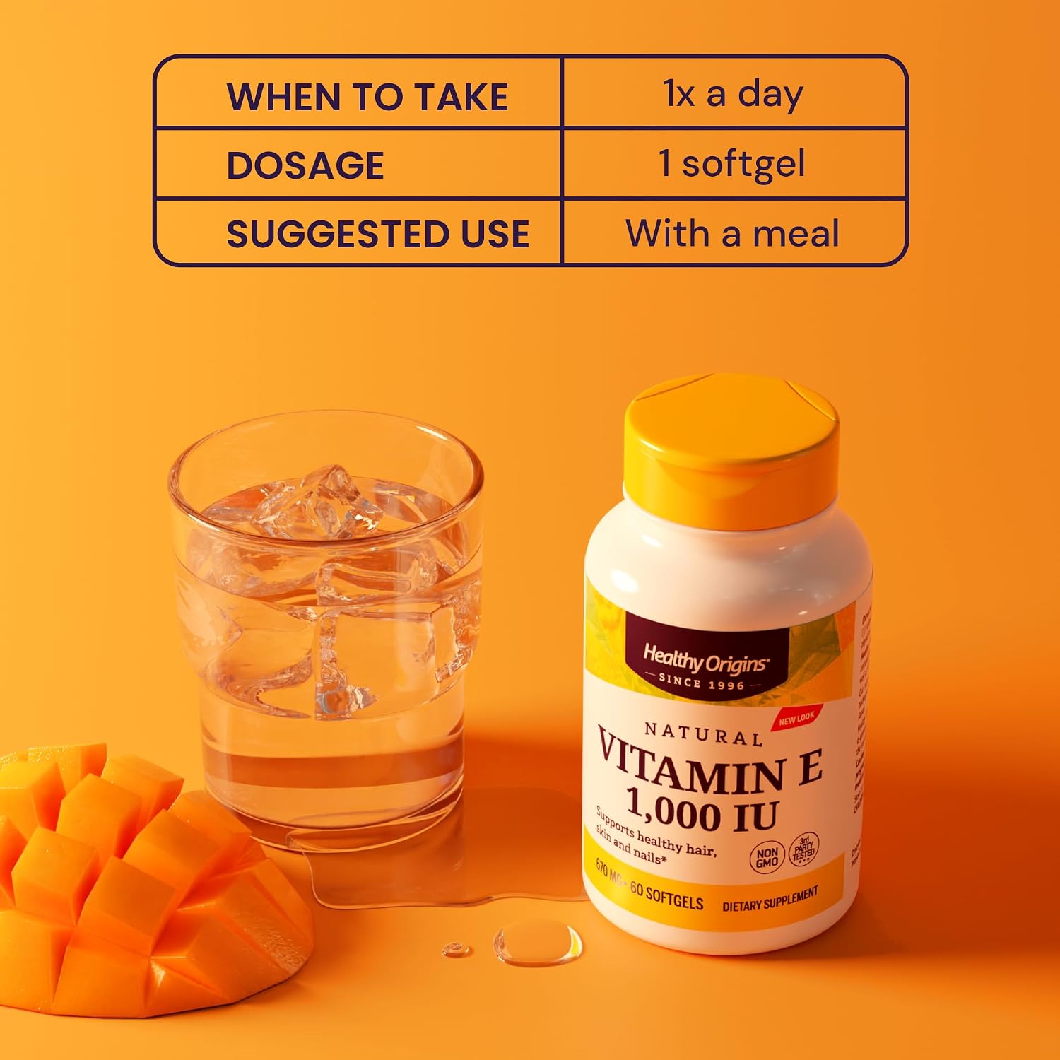 Healthy Origins Vitamin E 1000 IU (Natural) Mixed Tocopherols - 60 Softgels