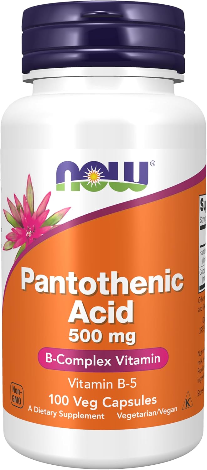 NOW Foods Pantothenic Acid 500 mg, 100 Capsules (Pack of 2)