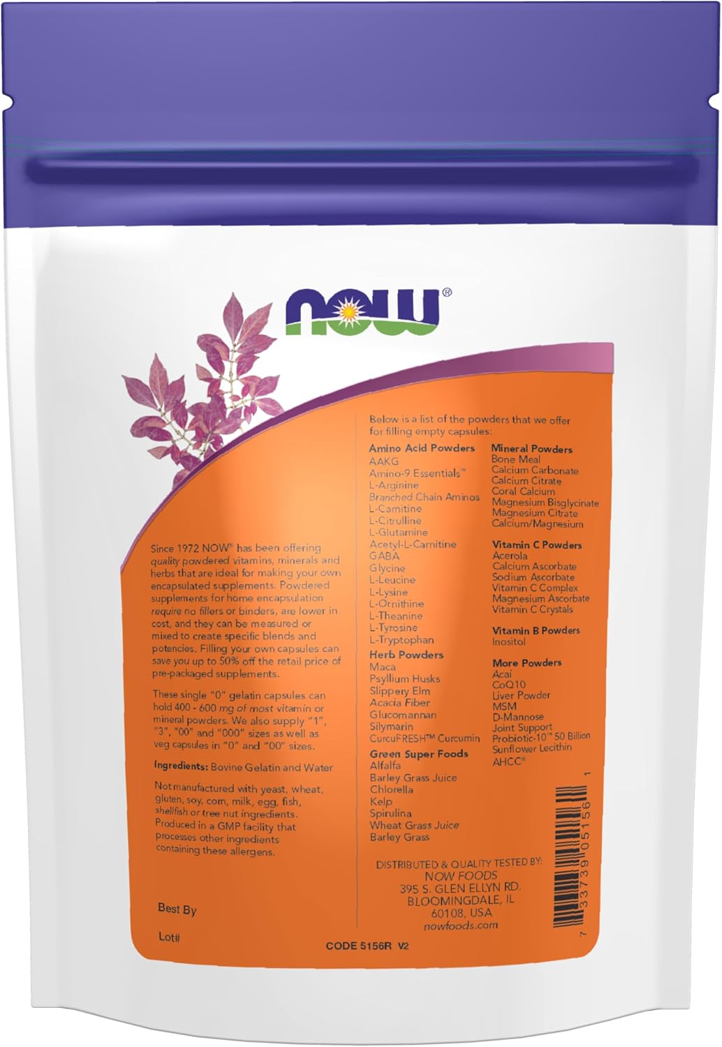 NOW Foods Empty Vegetarian Capsules – Size 00 – 250 Count