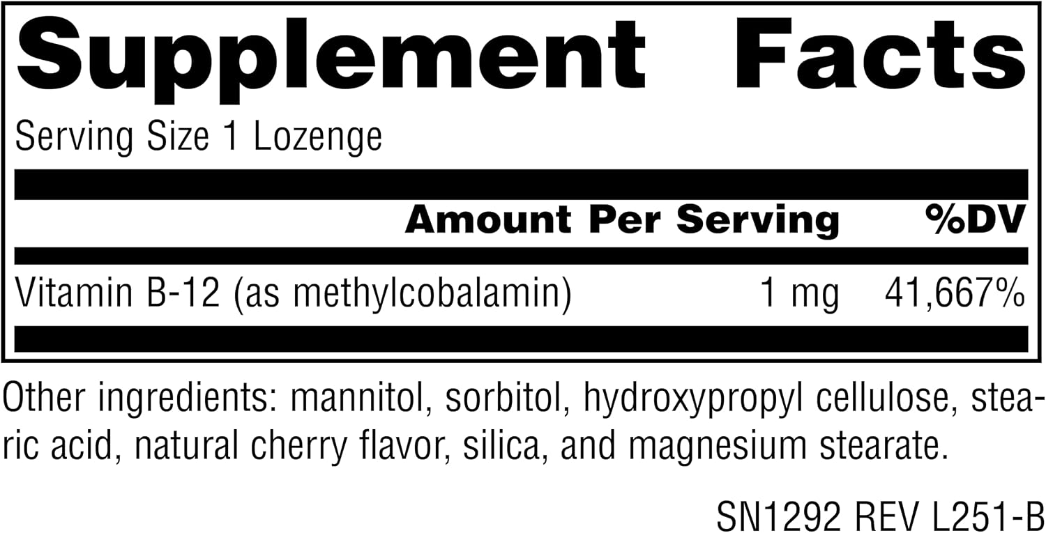 Source Naturals Methylcobalamin Vitamin B-12 Lozenges, 60 Count