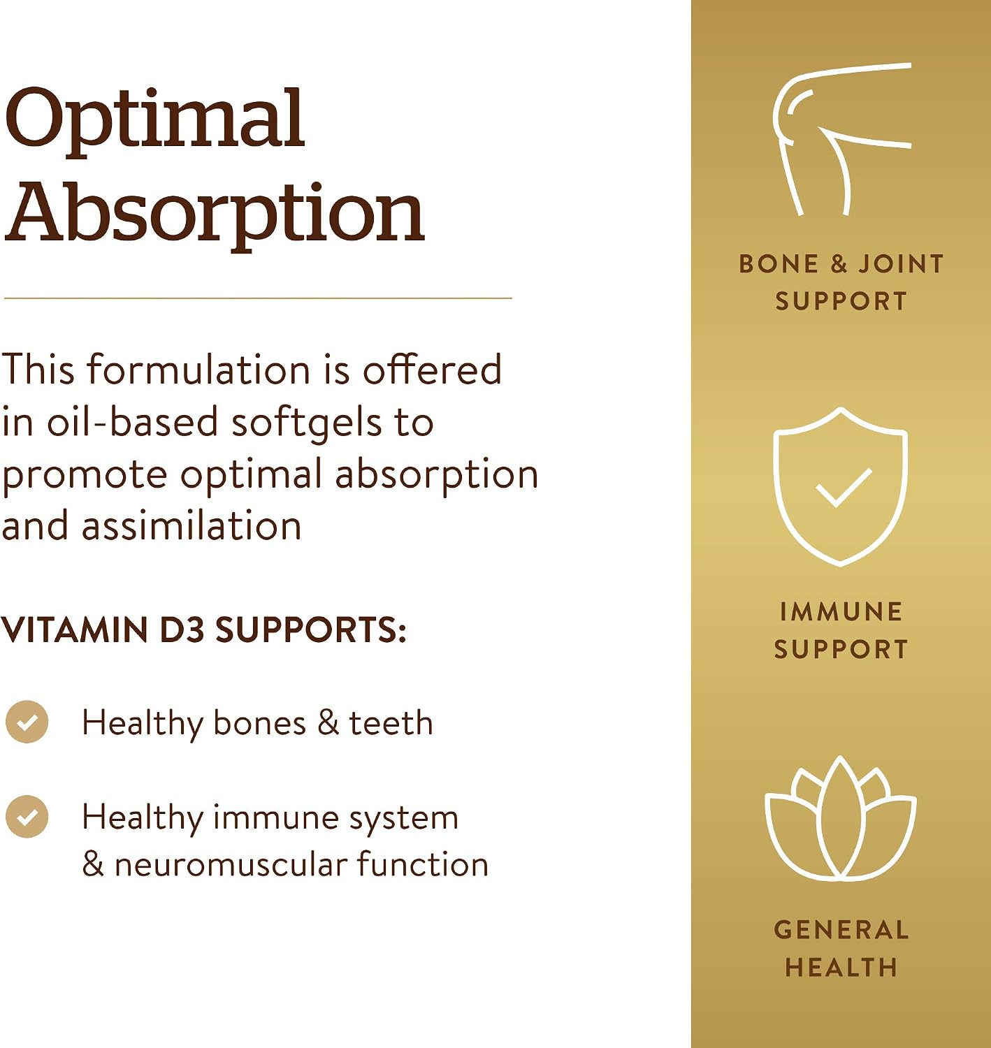 Solgar Vitamin D3 (Cholecalciferol) 125 mcg (5000 IU), 100 Softgels – Bone and Immune Support