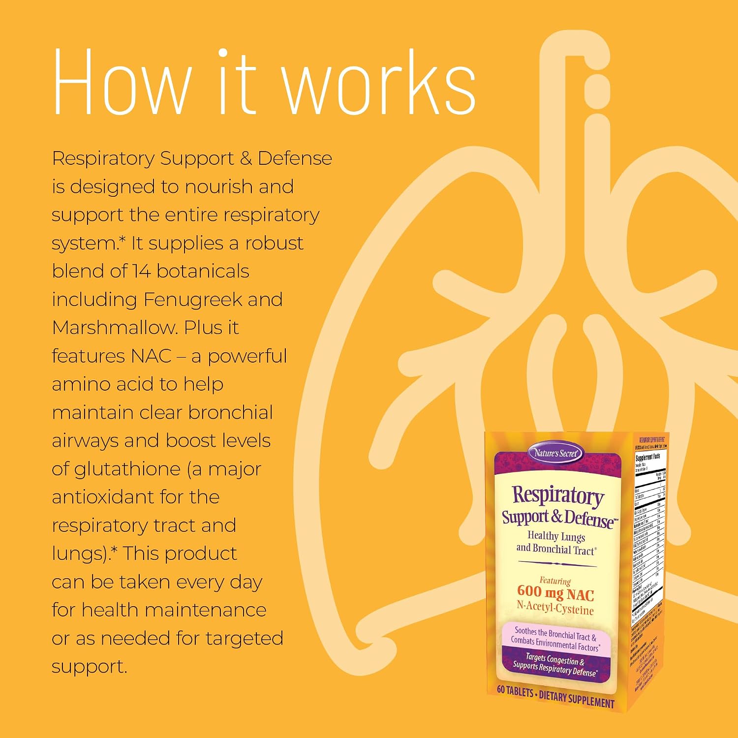 Nature's Secret Respiratory Support & Defense - NAC, Fenugreek & Marshmallow Root Extract - 30 Servings