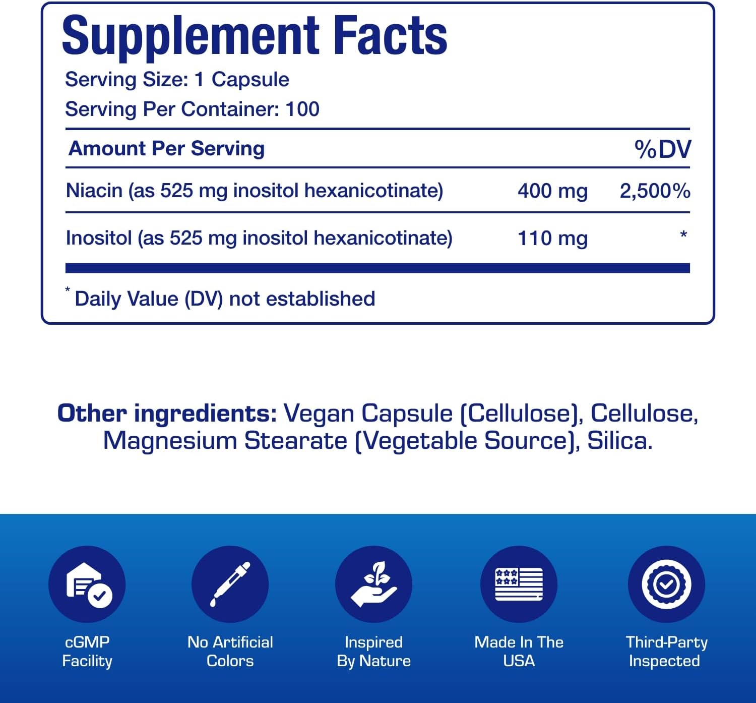 High Absorption Vitamin B3 Niacin (Flush-Free) – Clinical Formula – 100 Servings