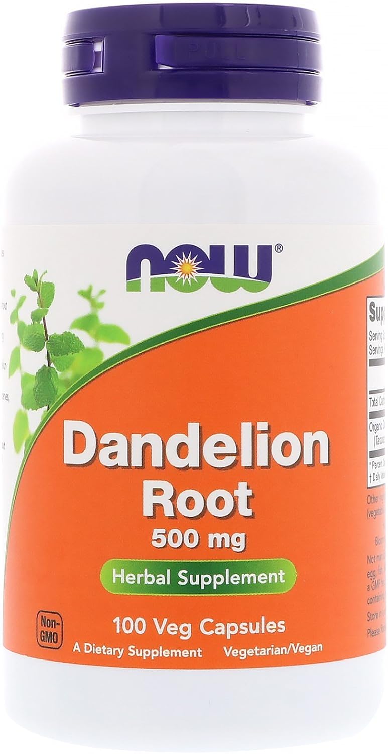 NOW Dandelion Root 500 mg, 100 Capsules (3-Pack)