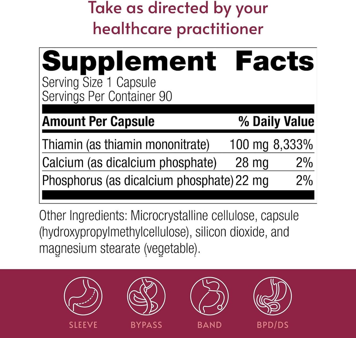 Bariatric Advantage Vitamin B1 (Thiamine) 100 mg - 90 Capsules - görsel 4