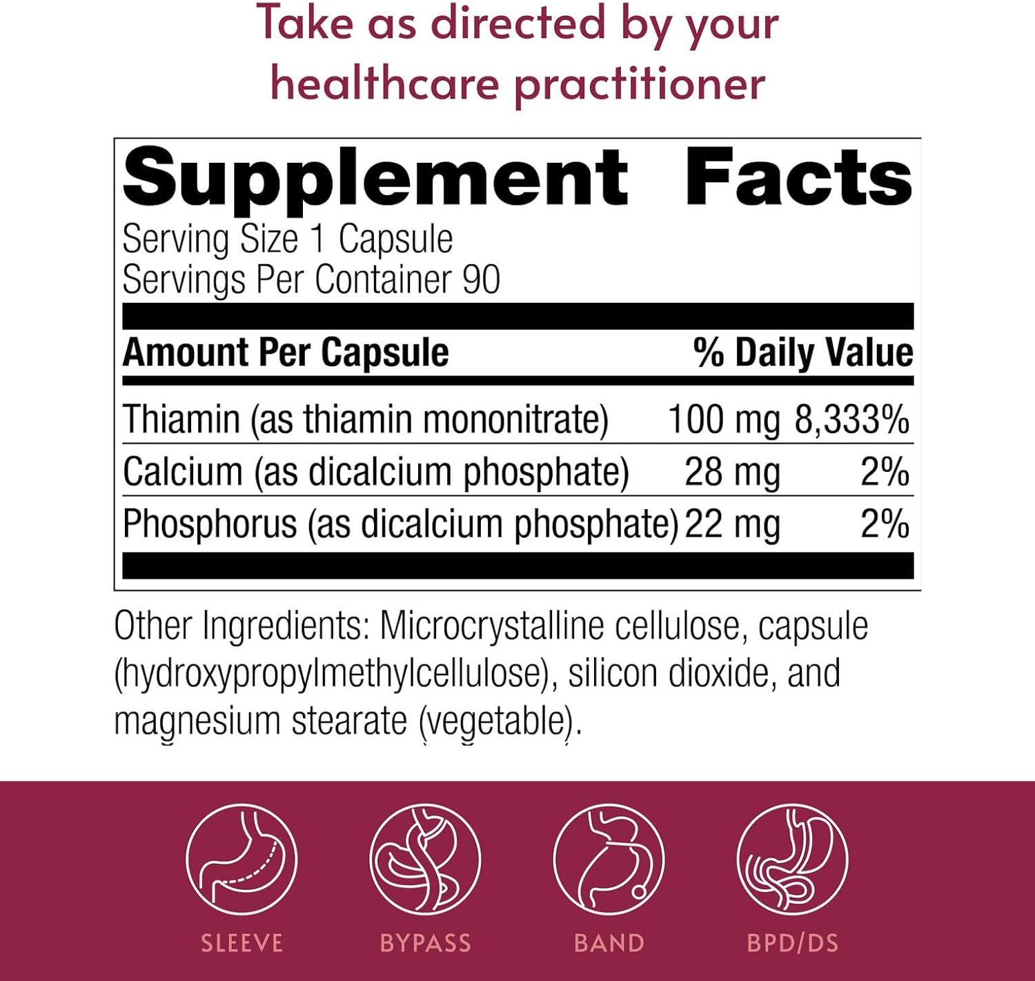 Bariatric Advantage Vitamin B1 (Thiamine) 100 mg - 90 Capsules - görsel 4