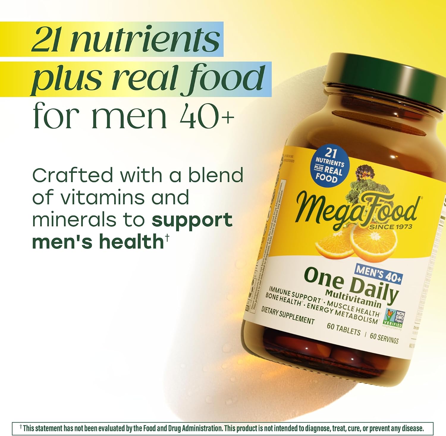 MegaFood Multivitamin for Men 40+ – One Daily with Methylated B12, Vitamin D3, C & Zinc – Muscle & Bone Health, Energy Metabolism, Immune Support – 30 Tablets