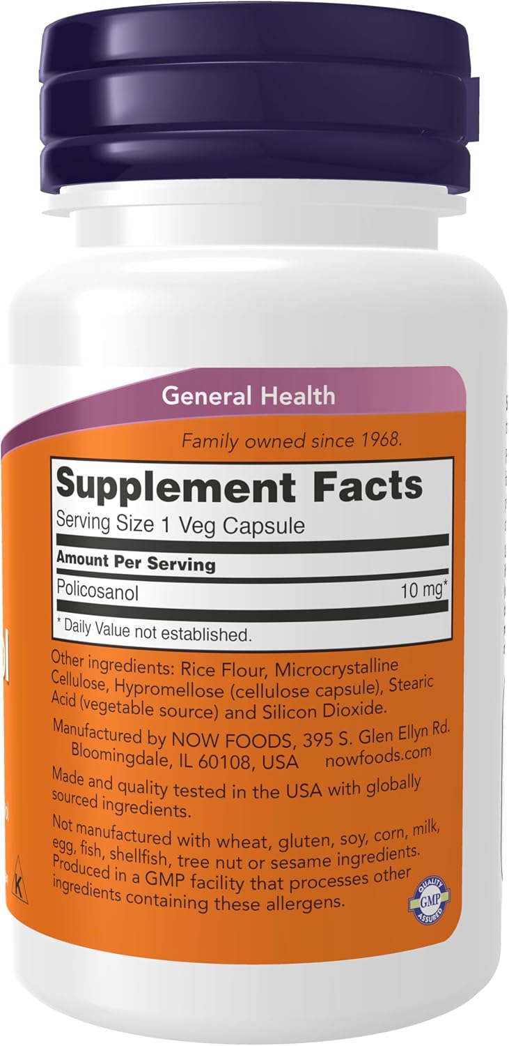 NOW Foods Policosanol 10 mg, 90 Veg Capsules