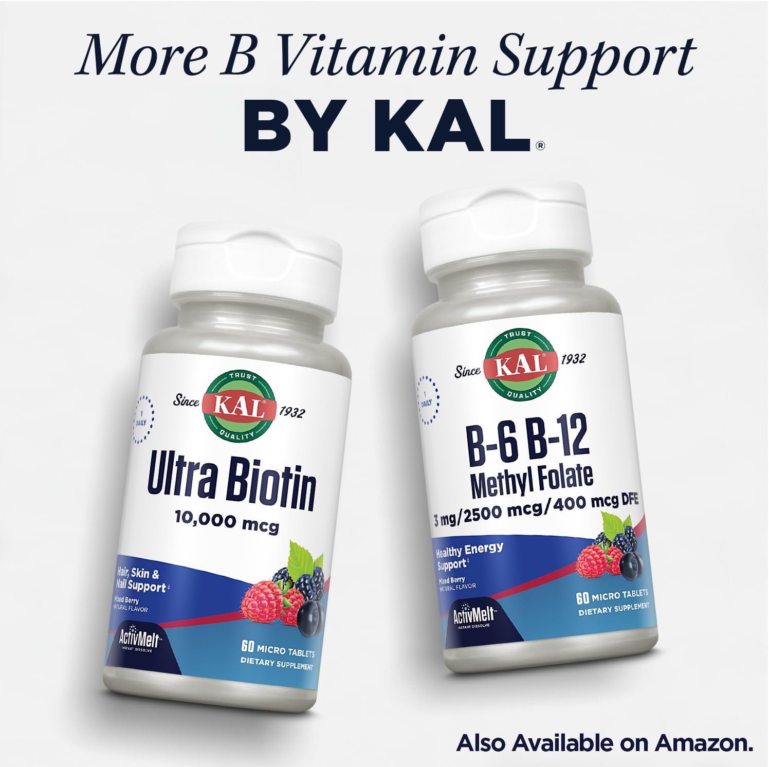 KAL CoEnzyme Vitamin B Complex Chewable - Natural Cocoa Mint - 60 Tablets