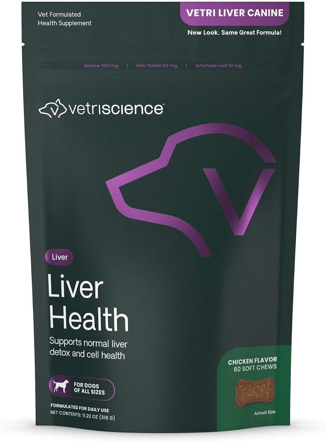 VetriScience Liver Health Chews with Milk Thistle - Liver Support Supplement for Dogs - 60 Count