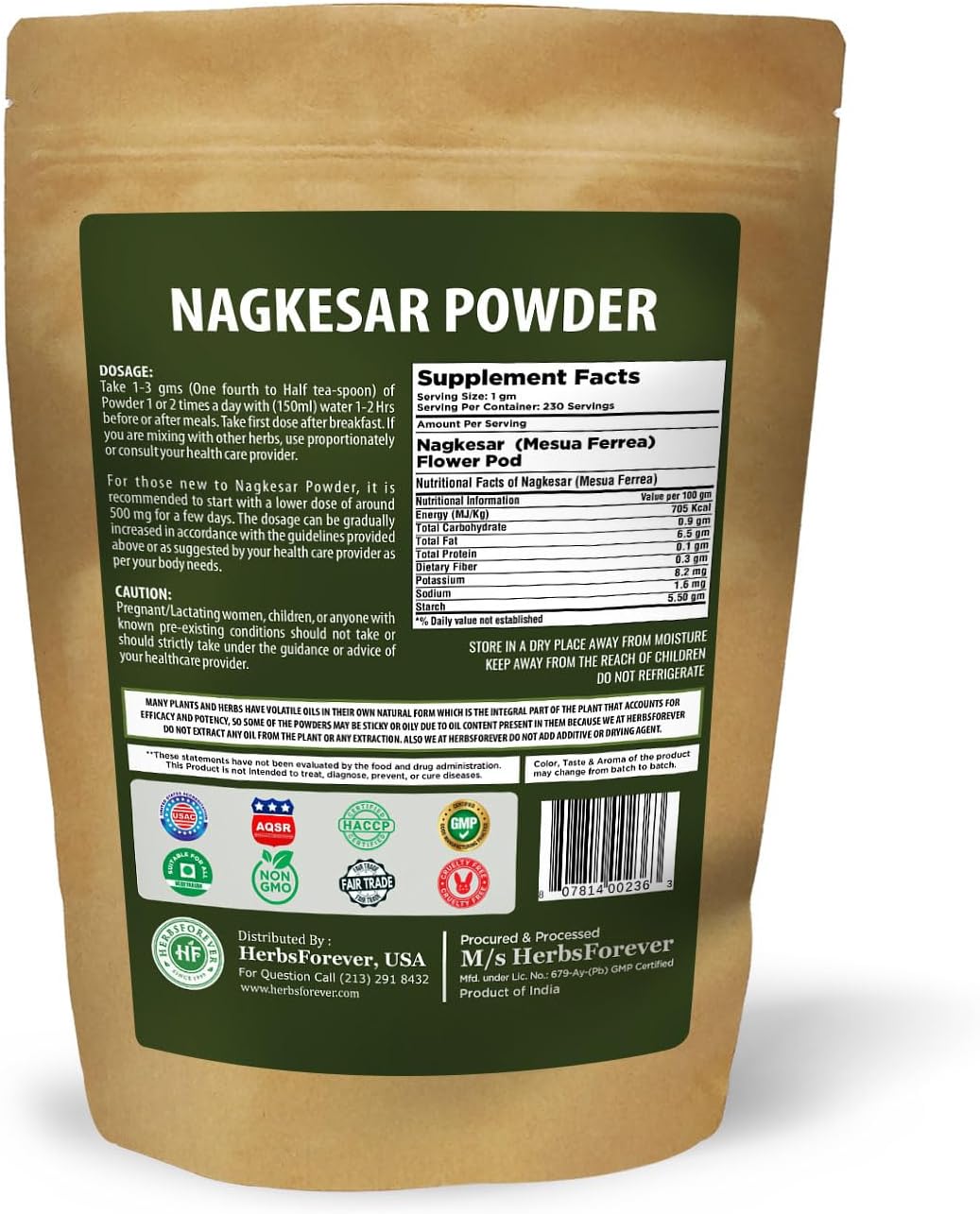 HerbsForever Nagkesar (Mesua Ferrea) Flower Pod Powder – 16 oz (454 g)