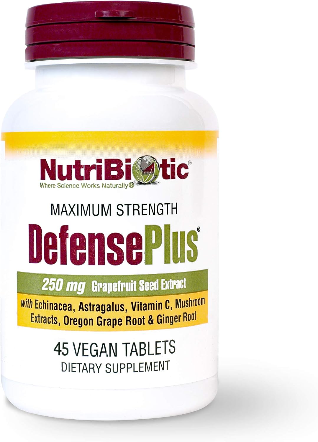 NutriBiotic DefensePlus – 11-in-1 Immune Support, 45 Tablets