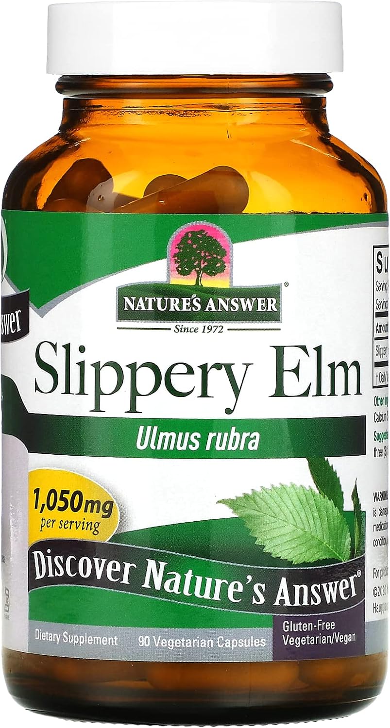 Nature's Answer Slippery Elm – Super Concentrated Herbal Supplement for Digestive Health, Healthy Hair & Skin – 90 Capsules