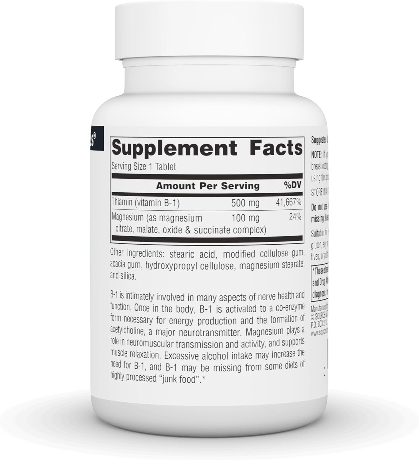 Source Naturals Vitamin B-1 Thiamin 500 mg – High Potency, 50 Tablets